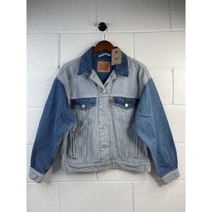 Levis NWT Women's  Inside Out 90s Trucker Two Tone  Oversized Denim Jacket S